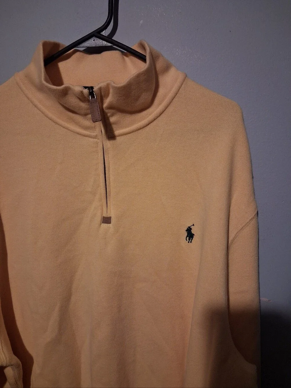 Polo Ralph Lauren Yellow Quarter Zip Sweater Men’s XXL Cotton Pullover Pony Logo